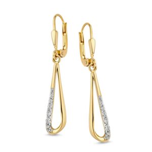 14 krt gouden Oorhaken geelgoud zirkonia