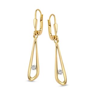 14 krt gouden Oorhaken geelgoud zirkonia