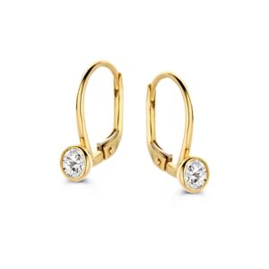 14 krt gouden Oorhaken geelgoud zirkonia
