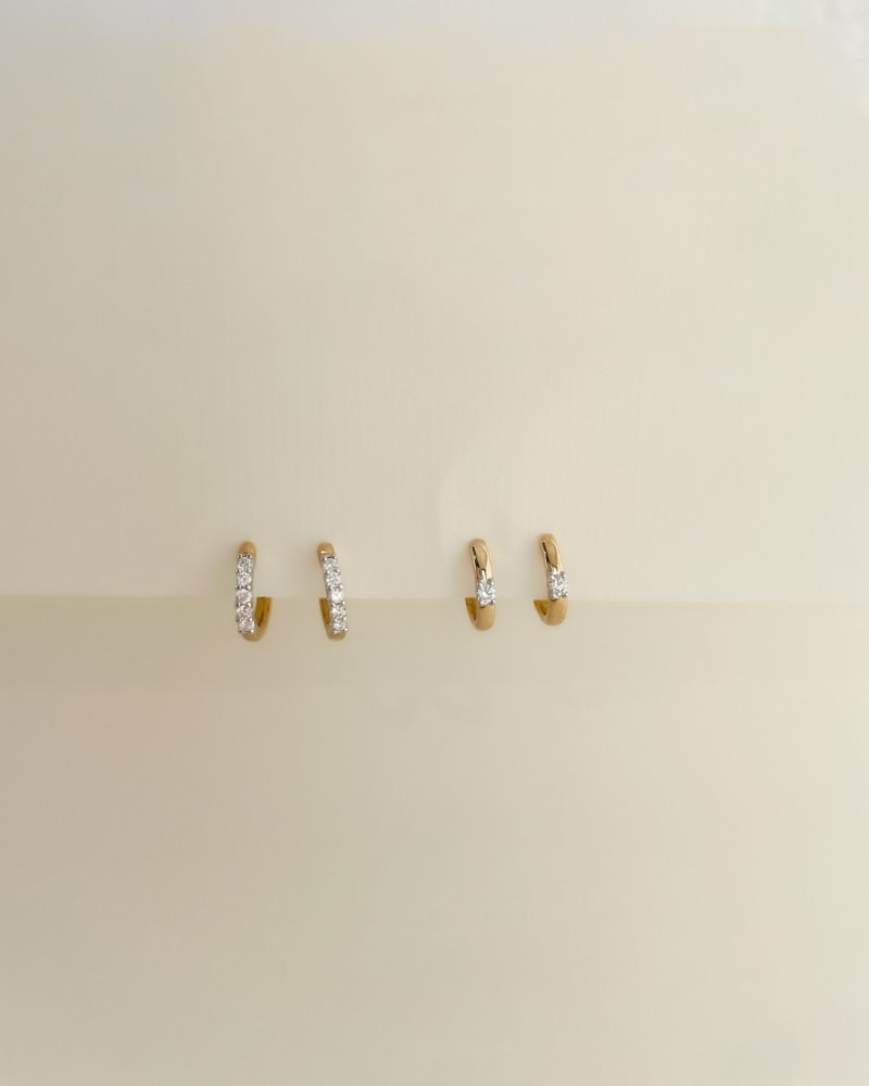 14 krt gouden Oorringen bicolor briljant 0,10 crt. - Afbeelding 2