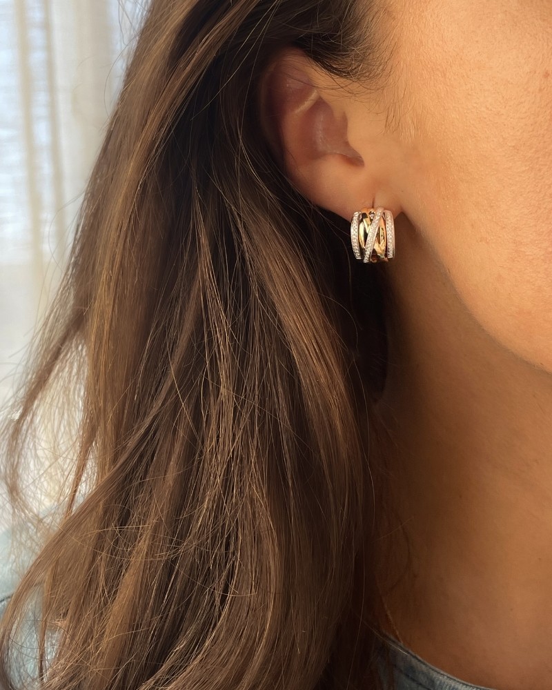 14 krt gouden Oorringen bicolor briljant 0,36 crt. - Afbeelding 2