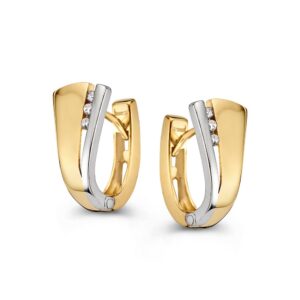 14 krt gouden Oorringen bicolor zirkonia