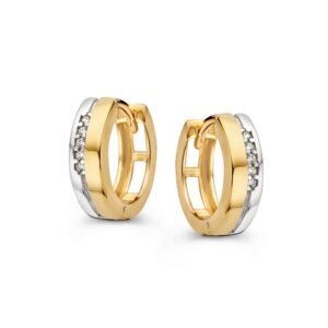 14 krt gouden Oorringen bicolor zirkonia