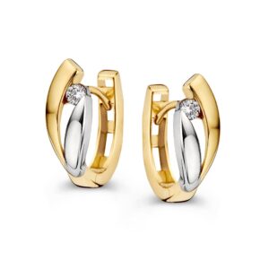 14 krt gouden Oorringen bicolor zirkonia