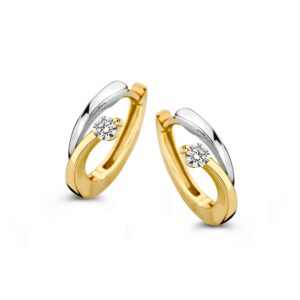 14 krt gouden Oorringen bicolor zirkonia