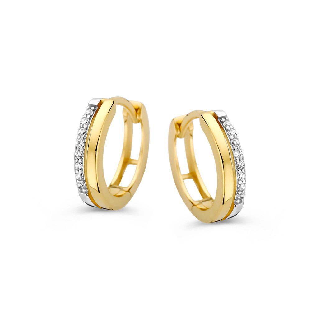 14 krt gouden Oorringen bicolor zirkonia