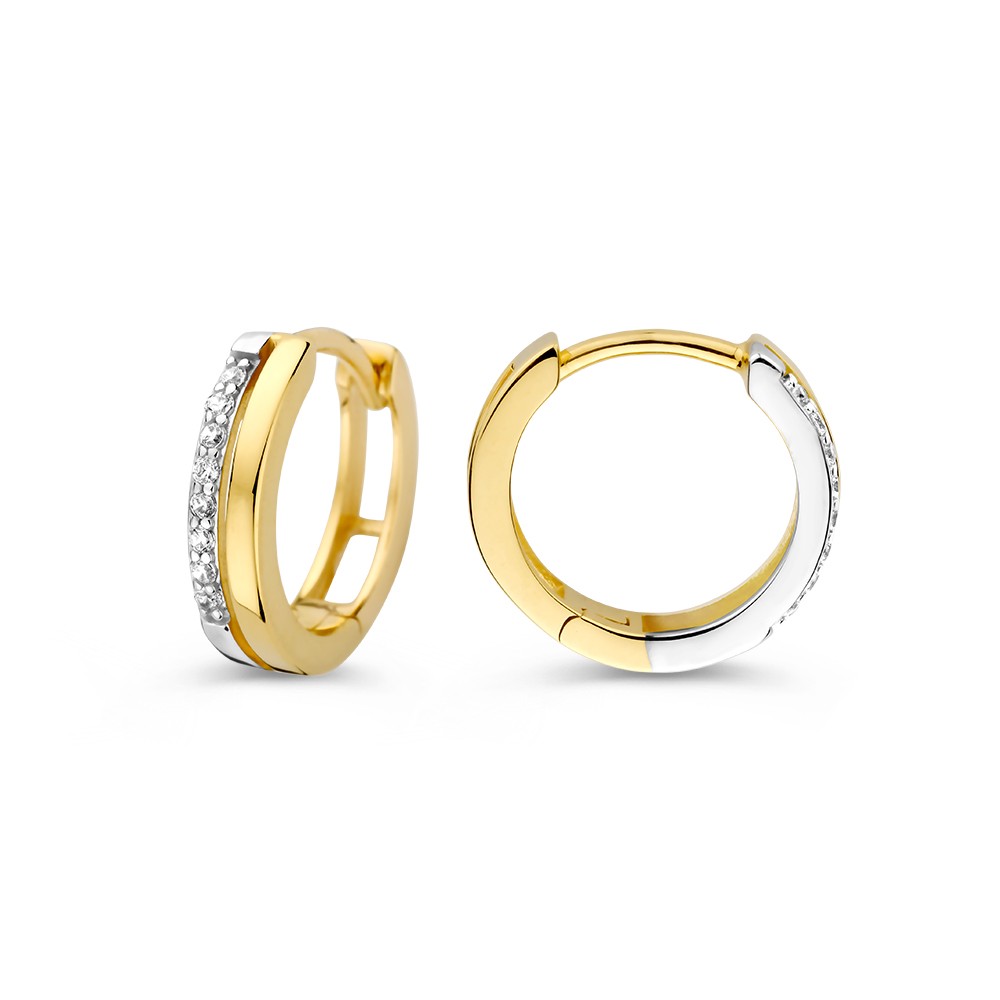 14 krt gouden Oorringen bicolor zirkonia - Afbeelding 2