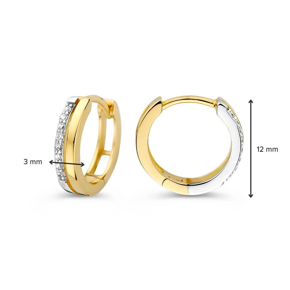 14 krt gouden Oorringen bicolor zirkonia - Afbeelding 3