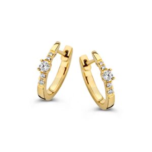 14 krt gouden Oorringen geelgoud briljant 0,16 crt.