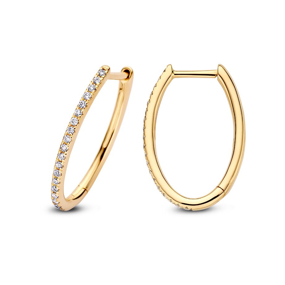 14 krt gouden Oorringen geelgoud briljant 0,18 crt. - Afbeelding 2