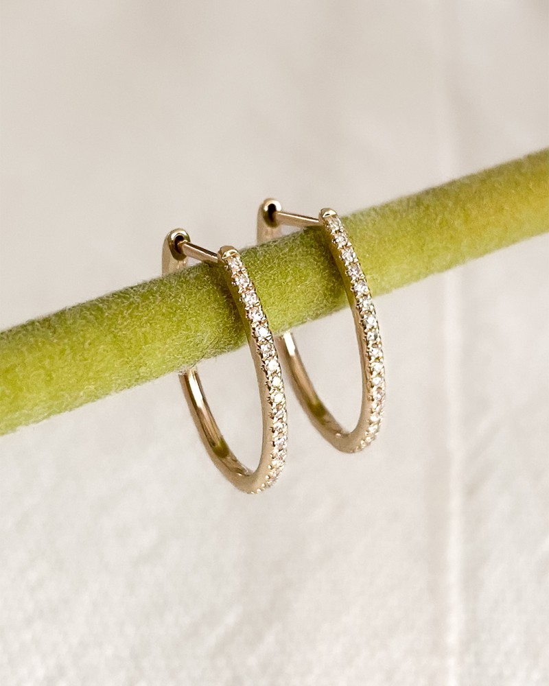 14 krt gouden Oorringen geelgoud briljant 0,18 crt. - Afbeelding 3