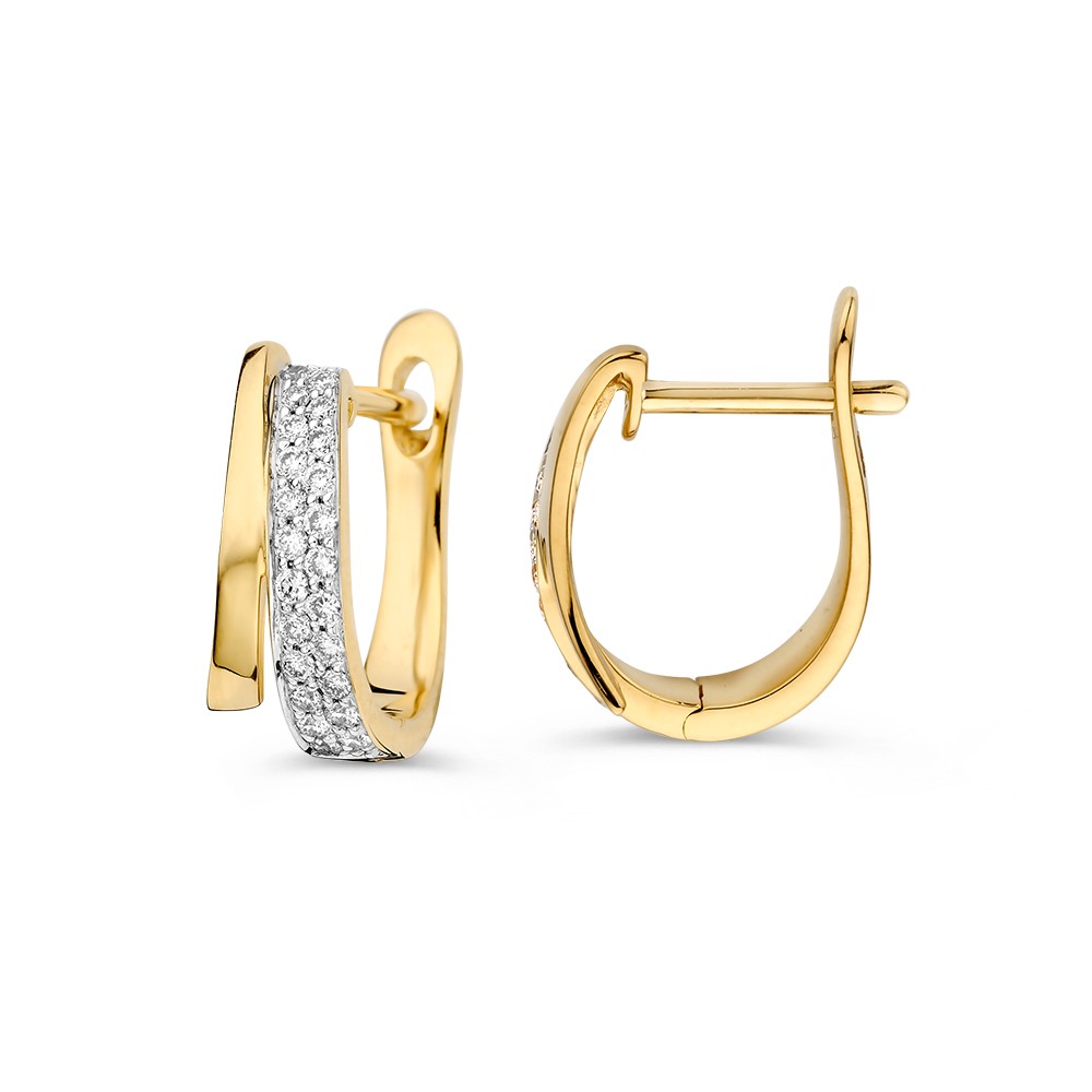 14 krt gouden Oorringen geelgoud briljant 0,18 crt. - Afbeelding 2