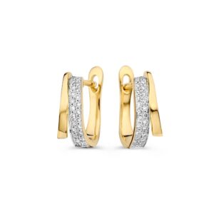 14 krt gouden Oorringen geelgoud briljant 0,18 crt.