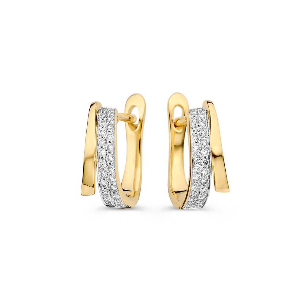 14 krt gouden Oorringen geelgoud briljant 0,18 crt.