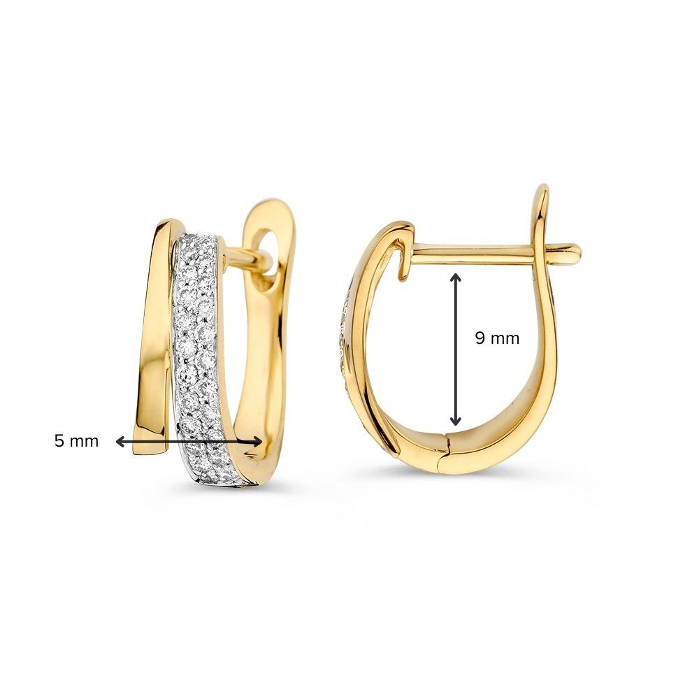 14 krt gouden Oorringen geelgoud briljant 0,18 crt. - Afbeelding 3