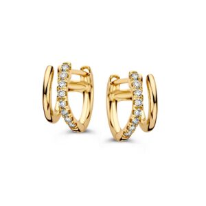 14 krt gouden Oorringen geelgoud briljant 0,20 crt.