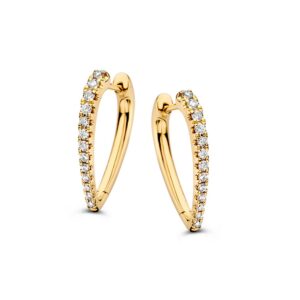 14 krt gouden Oorringen geelgoud briljant 0,36 crt.