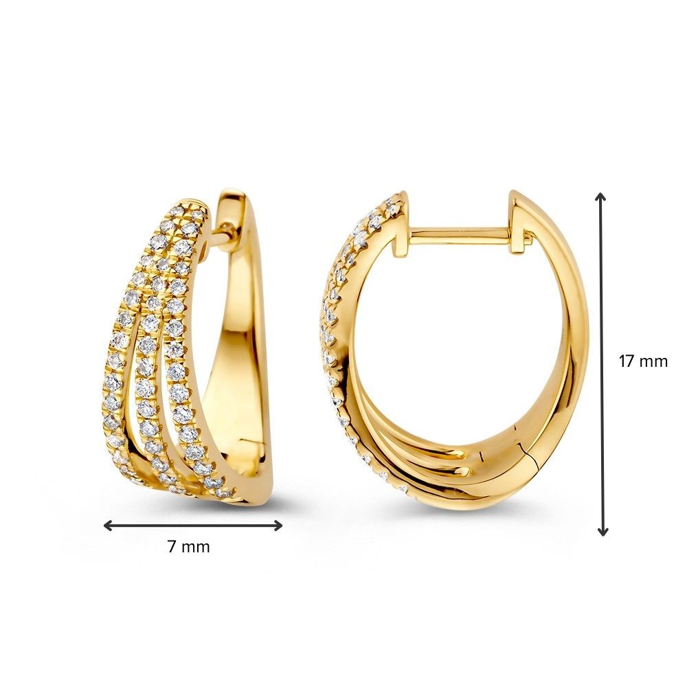 14 krt gouden Oorringen geelgoud briljant 0,48 crt. - Afbeelding 4