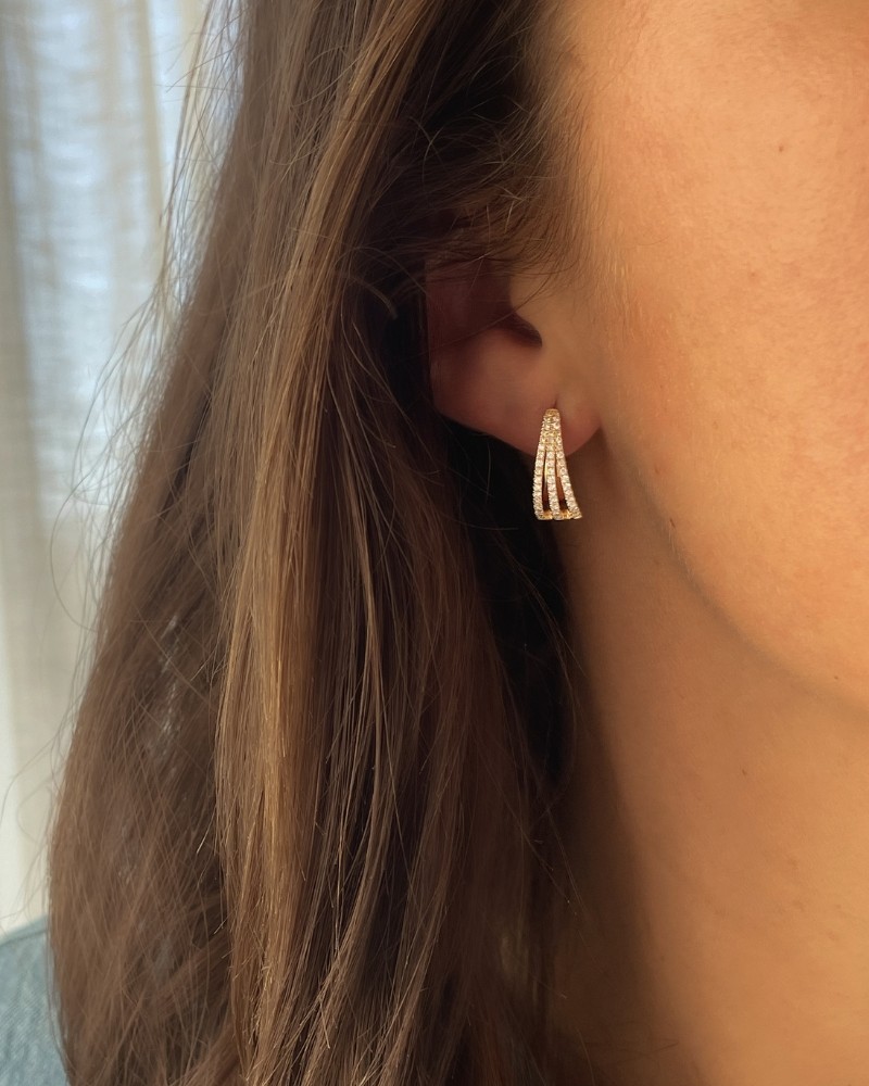 14 krt gouden Oorringen geelgoud briljant 0,48 crt. - Afbeelding 3