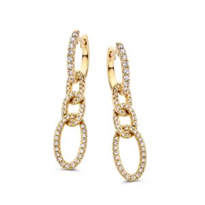 14 krt gouden Oorringen geelgoud briljant 0,50 crt.