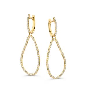 14 krt gouden Oorringen geelgoud briljant 0,59 crt.