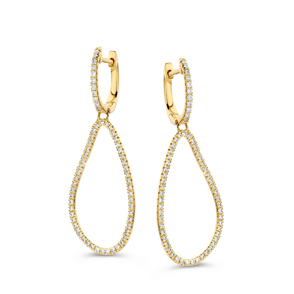 14 krt gouden Oorringen geelgoud briljant 0,59 crt.