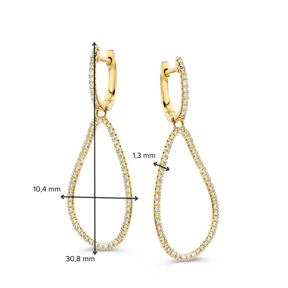 14 krt gouden Oorringen geelgoud briljant 0,59 crt. - Afbeelding 3