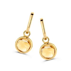 14 krt gouden Oorringen geelgoud citrien