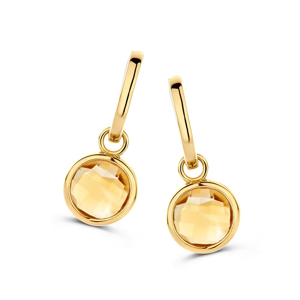 14 krt gouden Oorringen geelgoud citrien