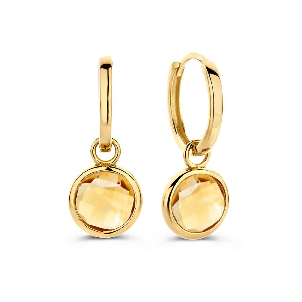 14 krt gouden Oorringen geelgoud citrien - Afbeelding 2