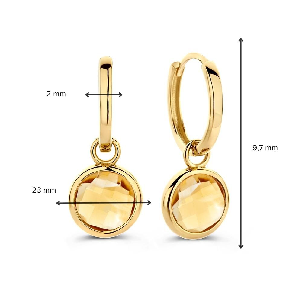 14 krt gouden Oorringen geelgoud citrien - Afbeelding 3