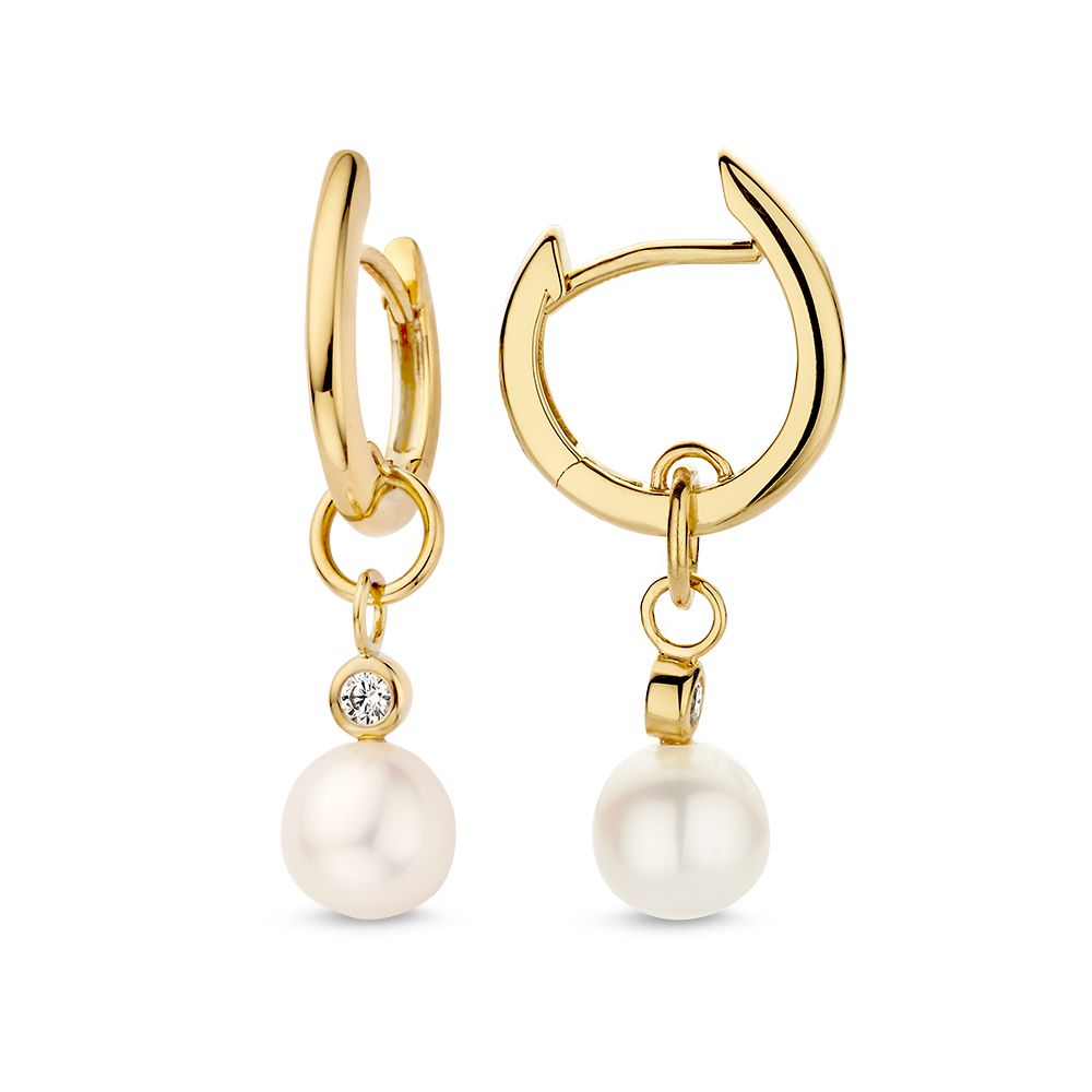 14 krt gouden Oorringen geelgoud parel - Afbeelding 2