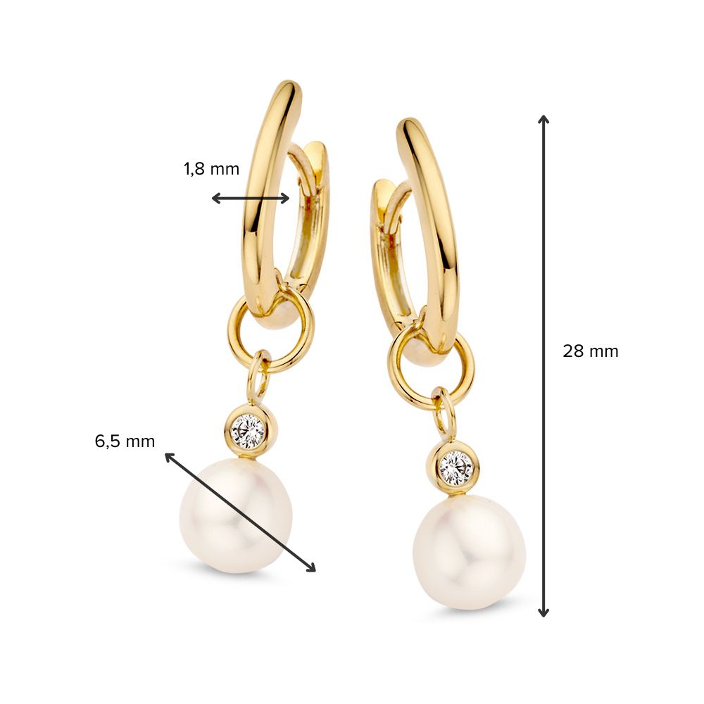 14 krt gouden Oorringen geelgoud parel - Afbeelding 3