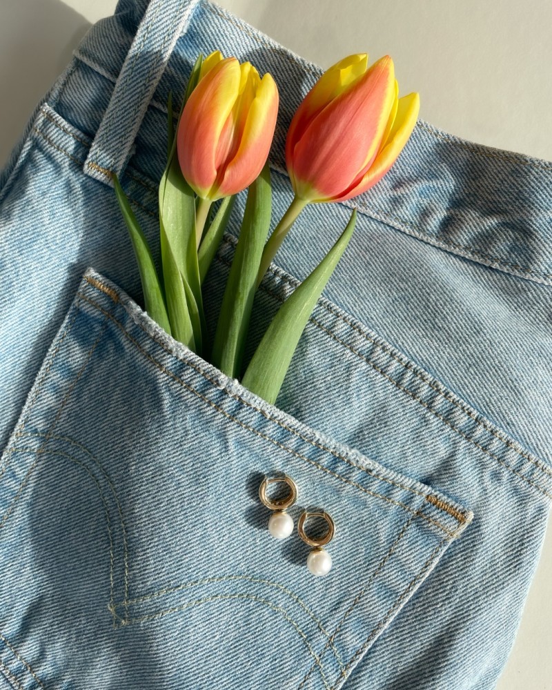 14 krt gouden Oorringen geelgoud parel - Afbeelding 3