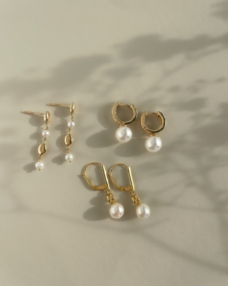 14 krt gouden Oorringen geelgoud parel - Afbeelding 4