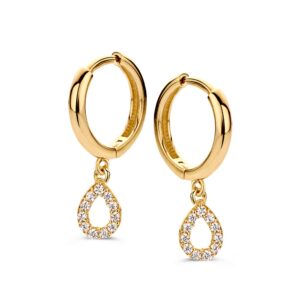 14 krt gouden Oorringen geelgoud zirkonia