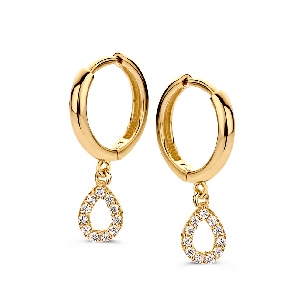 14 krt gouden Oorringen geelgoud zirkonia