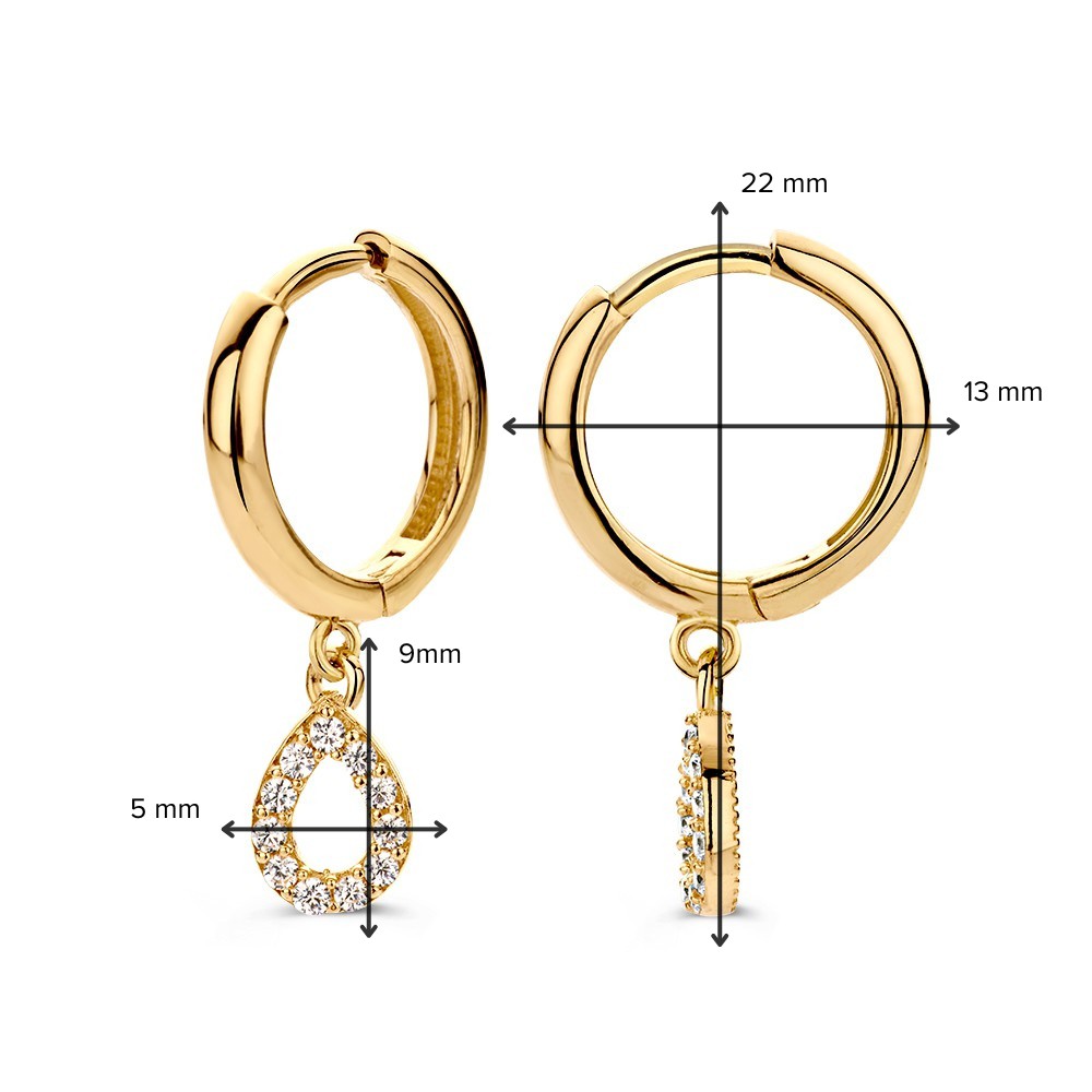 14 krt gouden Oorringen geelgoud zirkonia - Afbeelding 3