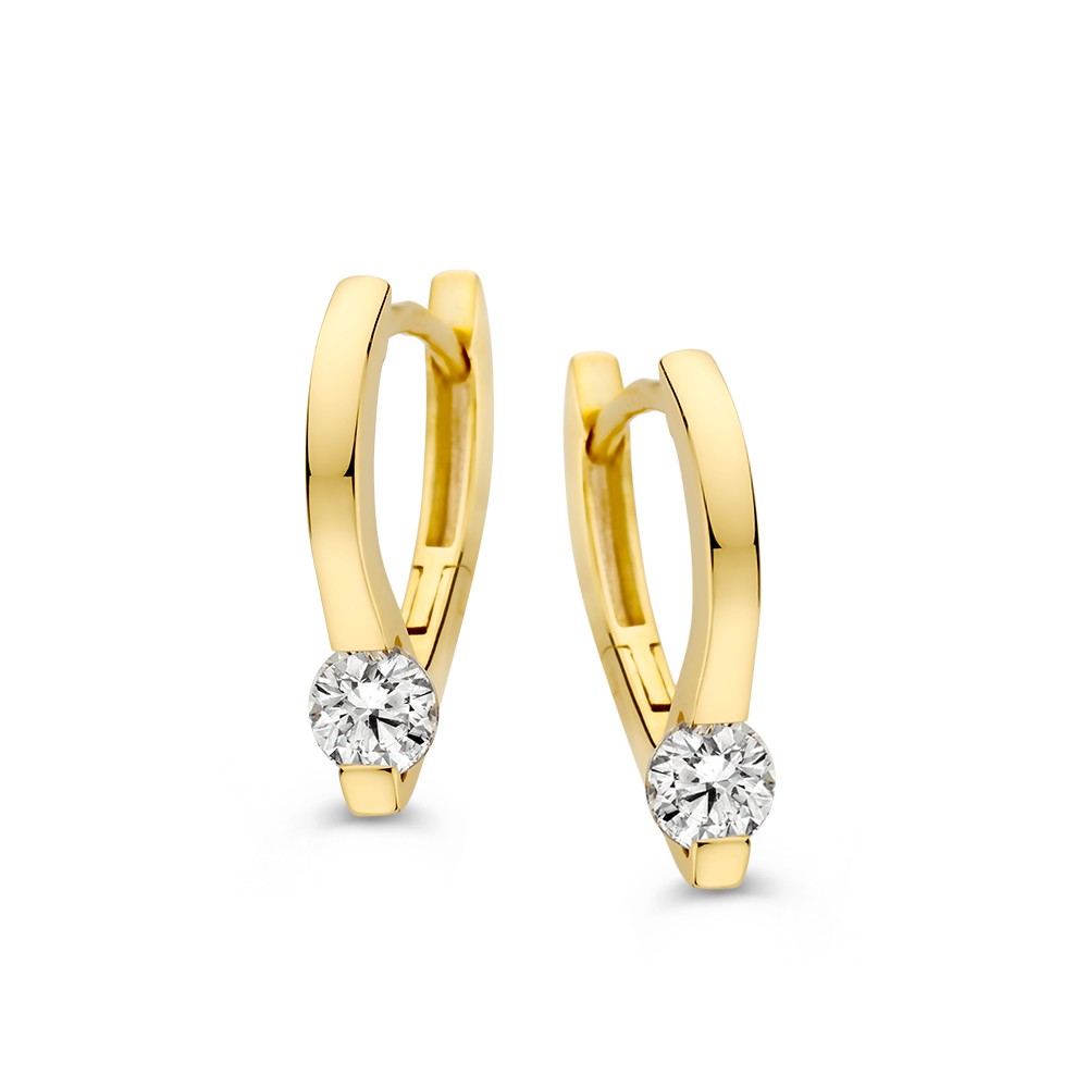 14 krt gouden Oorringen geelgoud zirkonia