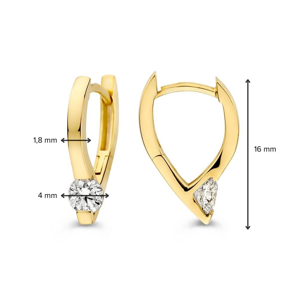 14 krt gouden Oorringen geelgoud zirkonia - Afbeelding 4