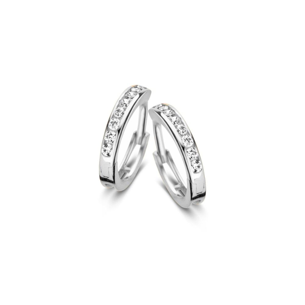 14 krt gouden Oorringen witgoud zirkonia