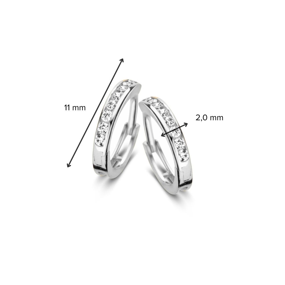 14 krt gouden Oorringen witgoud zirkonia - Afbeelding 2