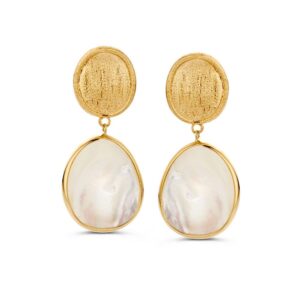 14 krt gouden Oorsteker geelgoud parelmoer