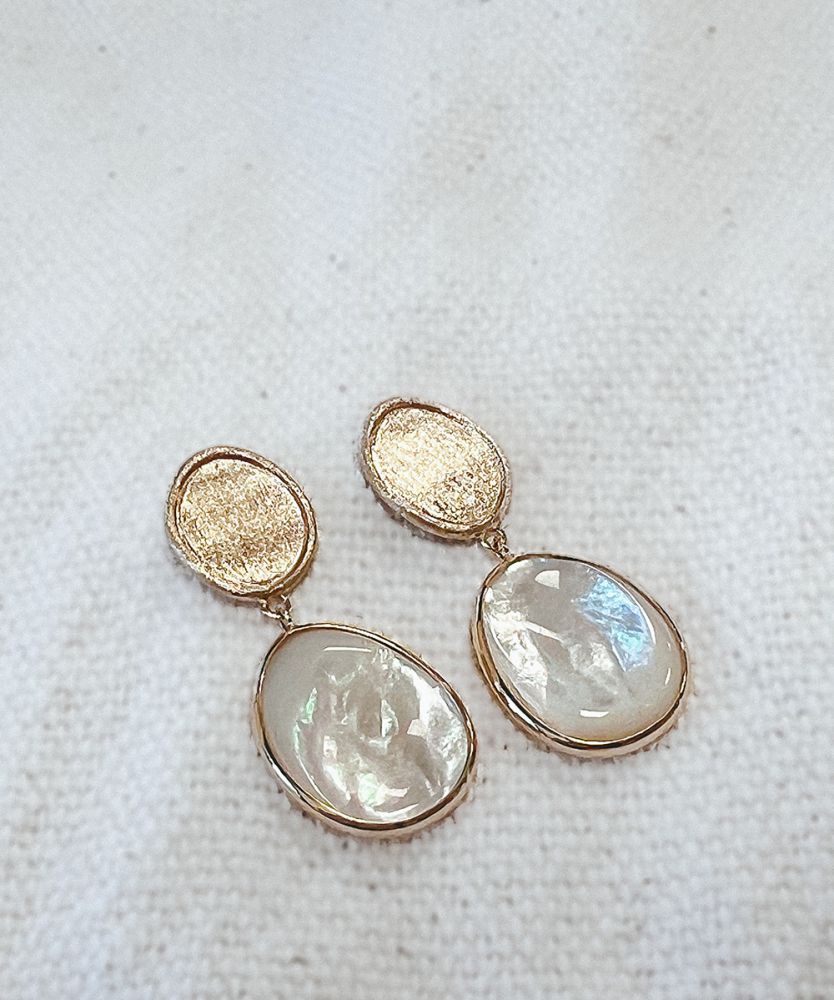 14 krt gouden Oorsteker geelgoud parelmoer - Afbeelding 4