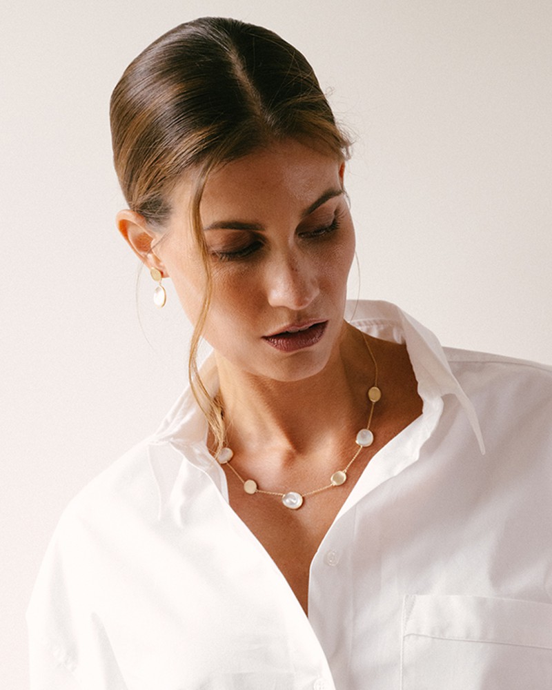 14 krt gouden Oorsteker geelgoud parelmoer - Afbeelding 2