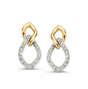 14 krt gouden Oorstekers bico zirkonia