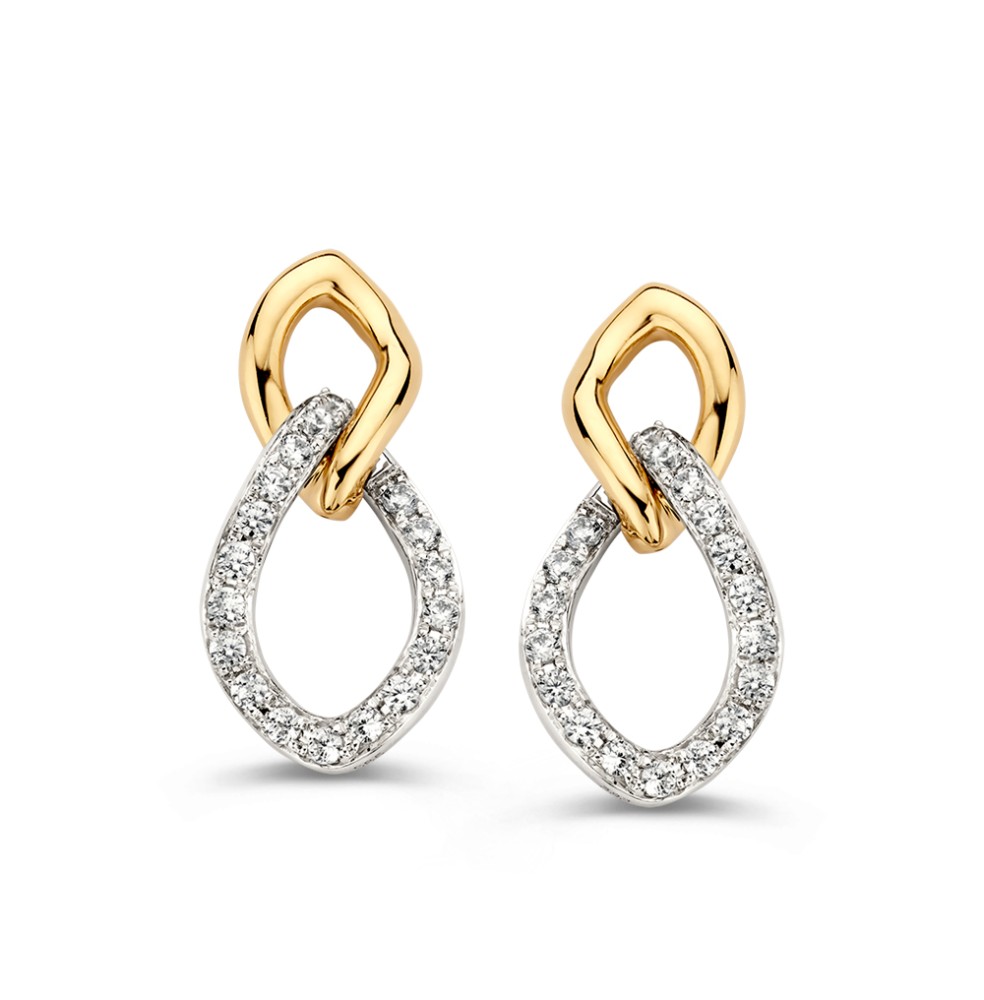 14 krt gouden Oorstekers bico zirkonia