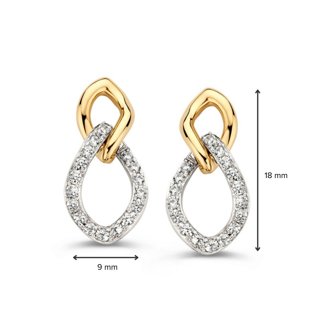 14 krt gouden Oorstekers bico zirkonia - Afbeelding 2