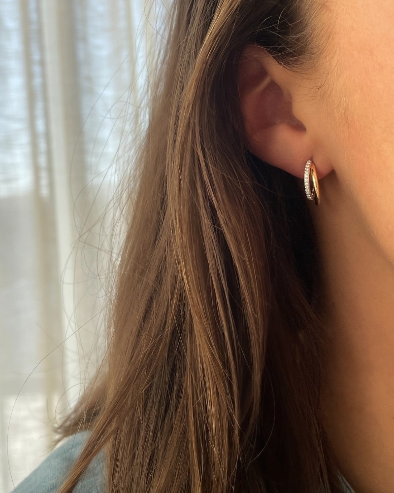 14 krt gouden Oorstekers bicolor briljant 0,18 crt. - Afbeelding 2