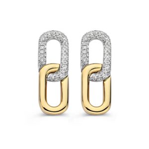 14 krt gouden Oorstekers bicolor briljant 0,40 crt.